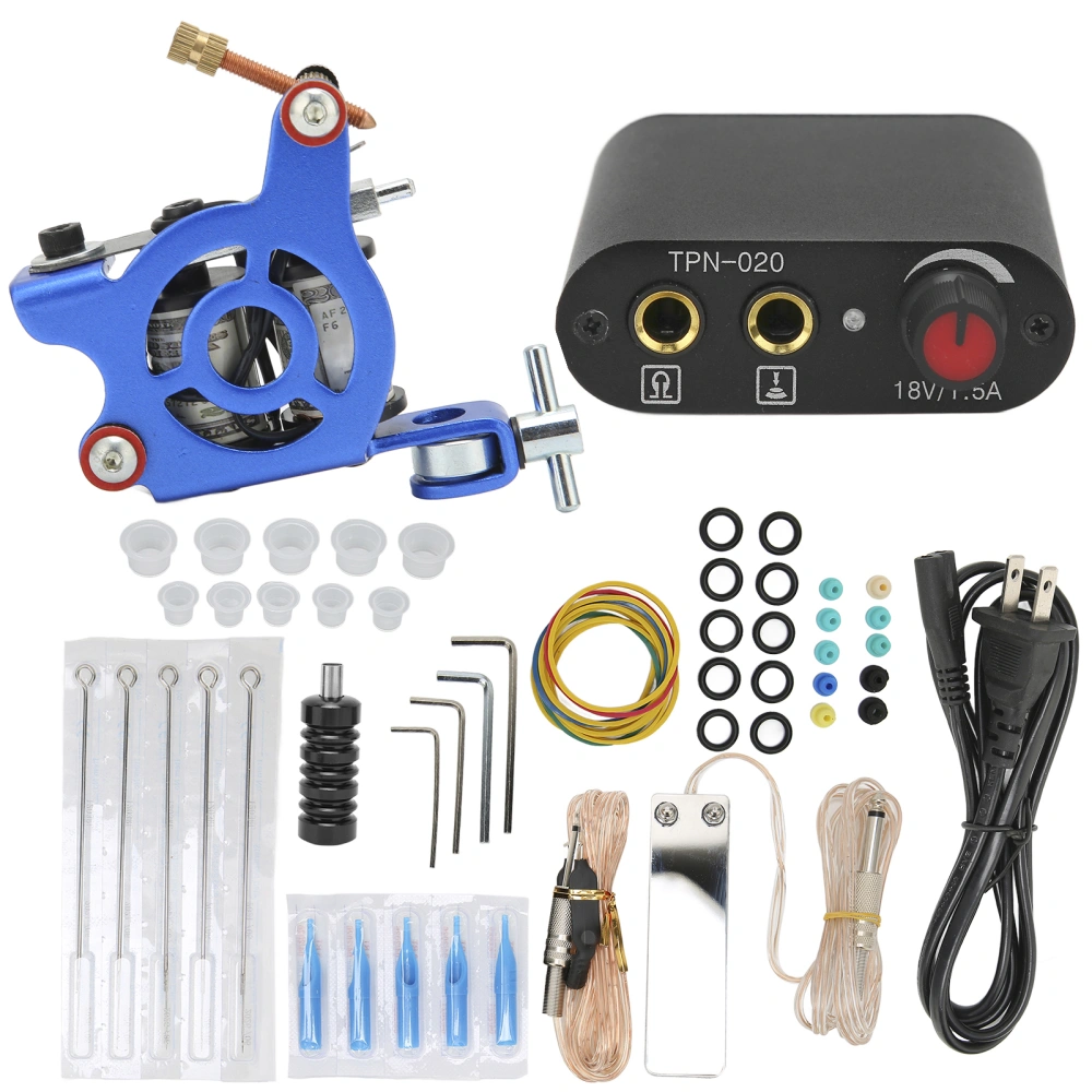 Tattoo Kit Coil Tattoo Machine Foot Pedal Power Supply Needle Pigment Cup Tattoo Machine Set