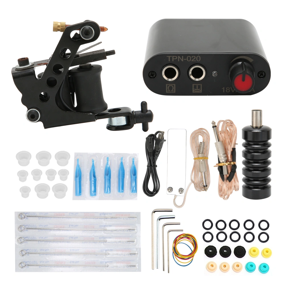 Tattoo Machine Starter Kit Professional Complete Coils Tattoo Machine Power Supply Practice Set 90‑265VUS Plug