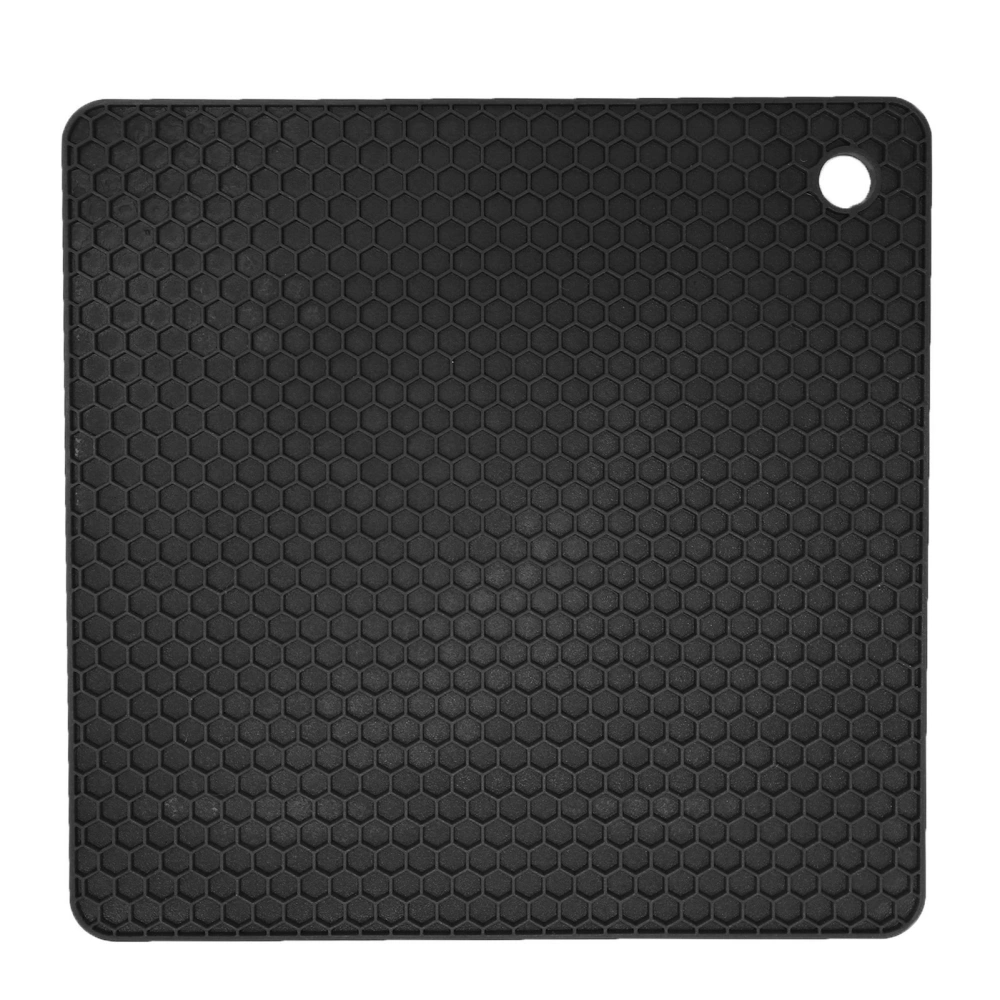 Heat Insulated Pad Square Shape Thickened Silicone Prevent Slip Heat Proof Mat for Wax Pot BowlBlack