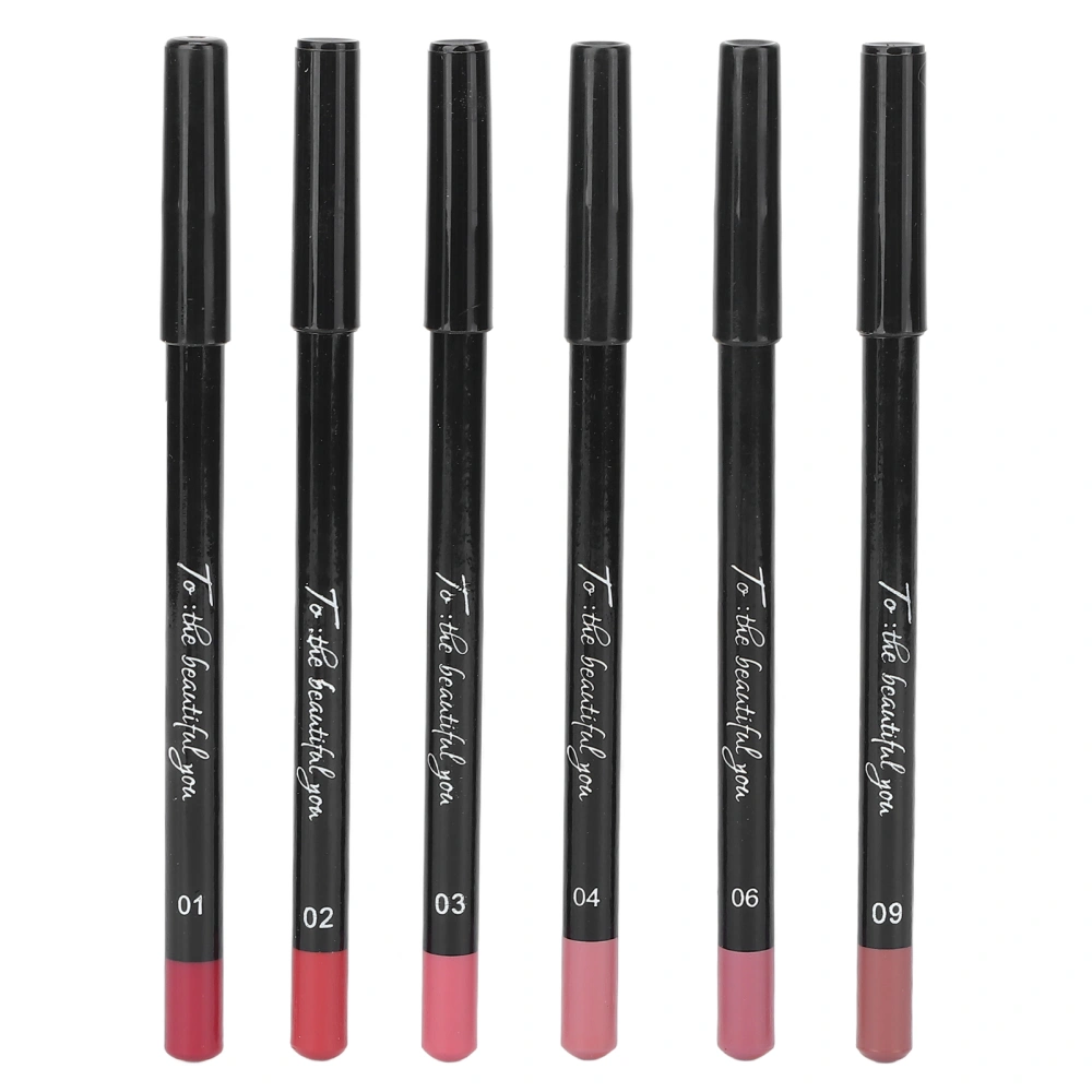 6pcs Lip Liner Professional Waterproof Matte Long Lasting Lip Pencil Pigmented Cosmetics#02