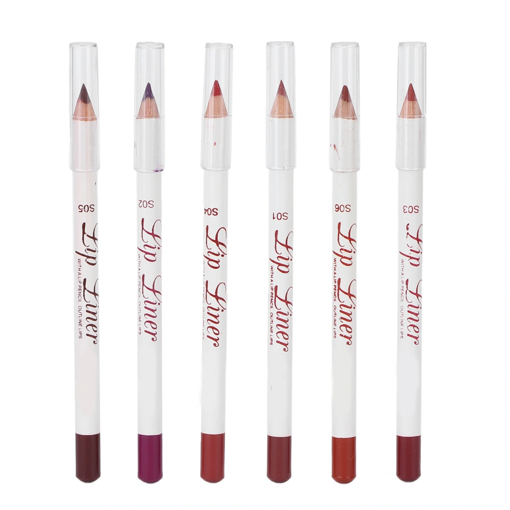 6pcs Lip Liner Professional Waterproof Matte Long Lasting Lip Pencil Pigmented Cosmetics#01