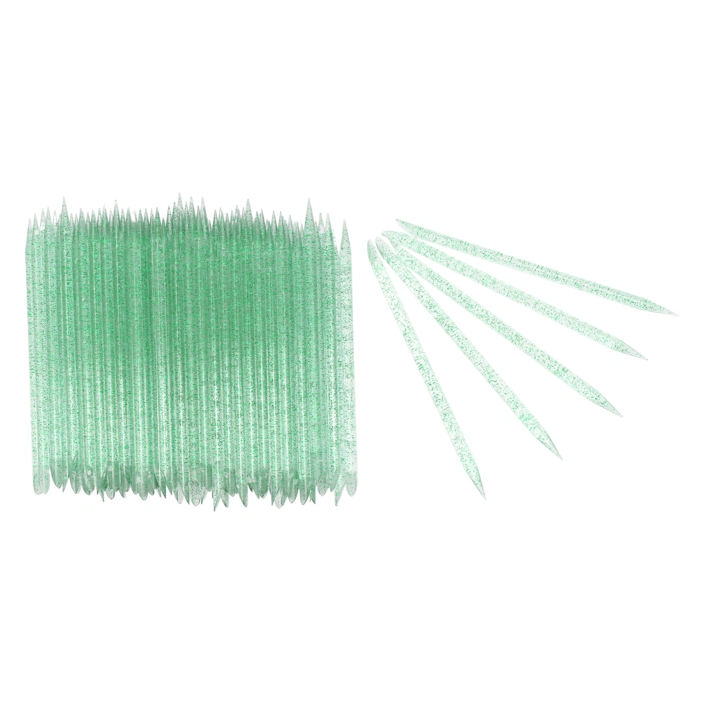 100pcs Nail Care Cuticle Pusher Dead Skin Removal Manicure Pedicure Cuticle Cleaning SticksGreen