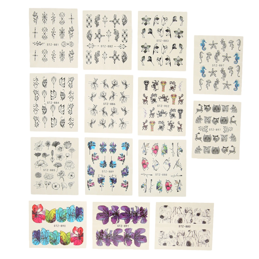 14pcs Nail Stickers Environmentally Friendly Different Styles Long Lasting Toenails Decoration for Women