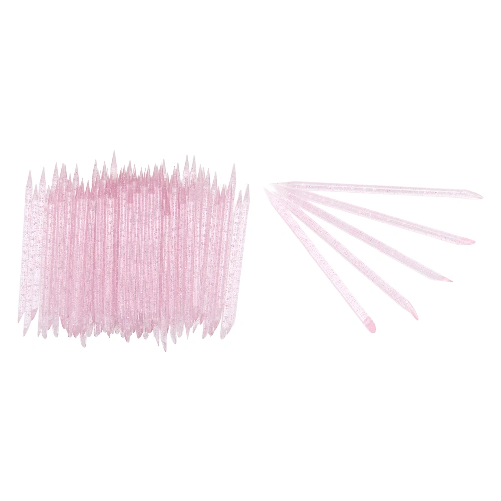 100pcs Disposable Nail Cuticle Pusher Double End Cuticle Manicure Pedicure SticksPink