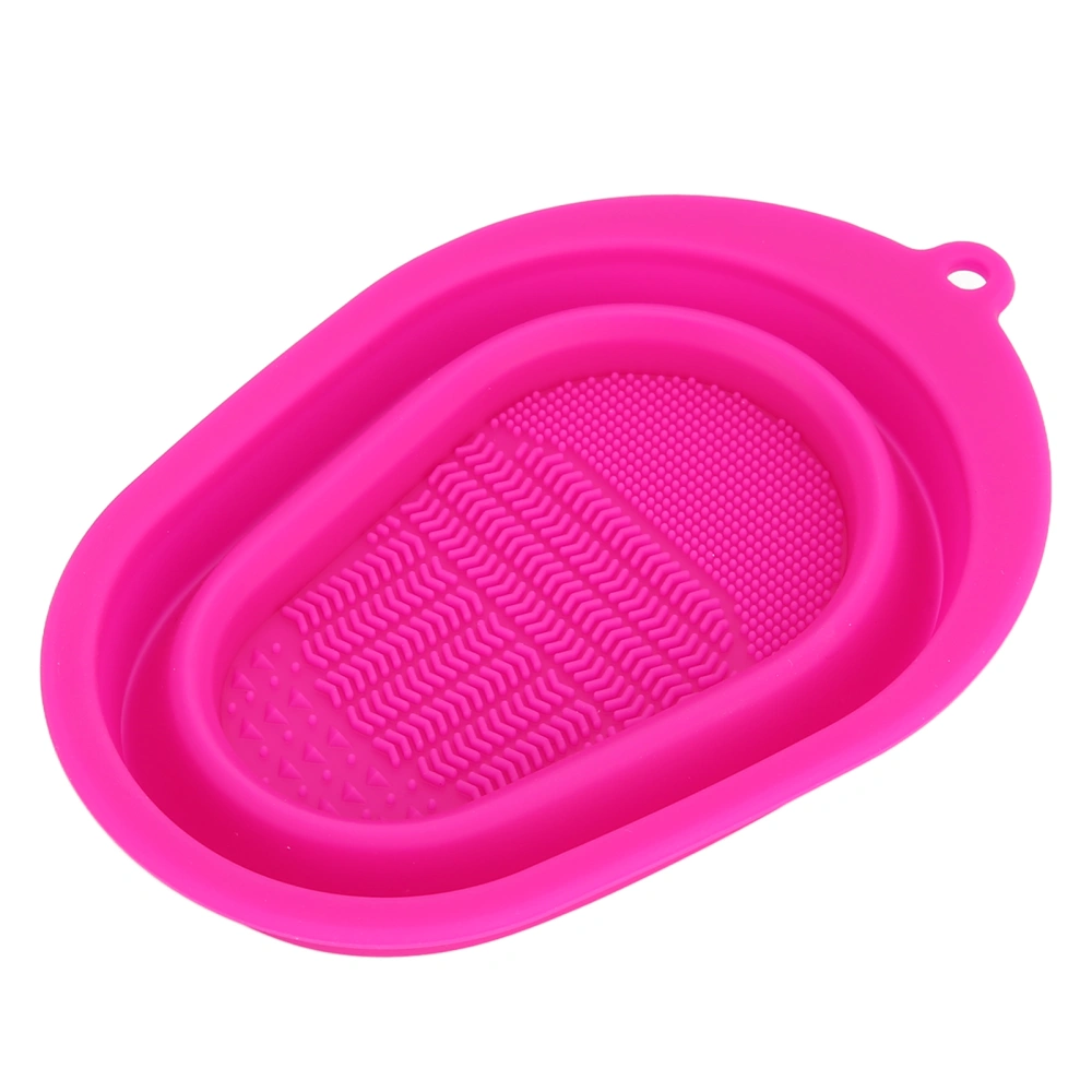 Makeup Brush Cleaner Mat Foldable Soft Convenient Silicone Durable Reusable Makeup Brush Cleaning Bowl for Home TravelRose Red