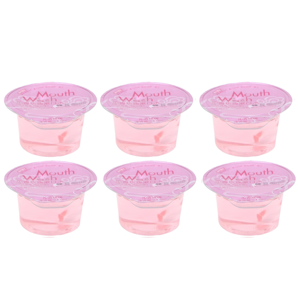 6pcs Travel Size Mouthwash Portable Rose Flavored Mouthwash Hotels Mouth Rinse for Fresh Breath