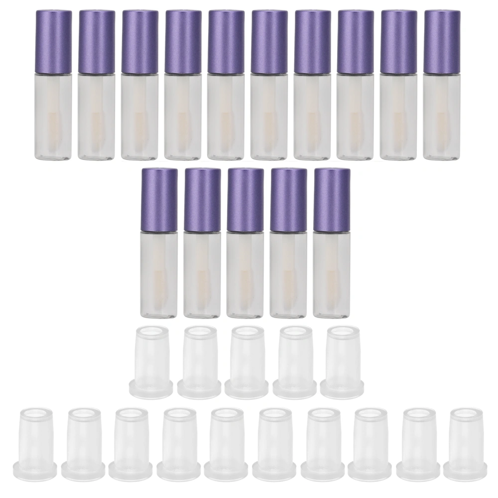 15 Pieces Small Lip Gloss Tube 1.2ML Lip Glaze Bottles Trial Packed Cosmetic Containers with Rubber Stoppers Purple