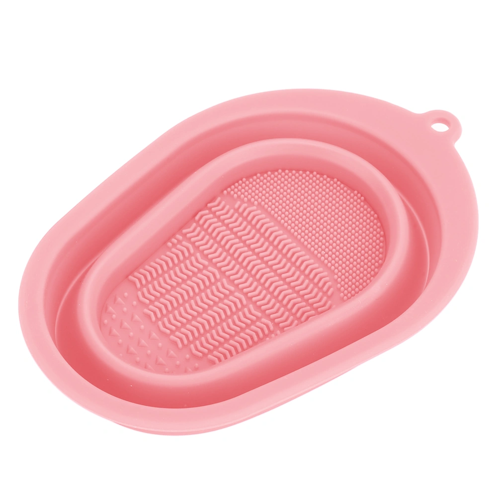 Makeup Brush Cleaner Mat Foldable Soft Convenient Silicone Durable Reusable Makeup Brush Cleaning Bowl for Home TravelPink