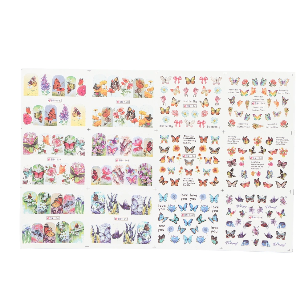 Butterfly Nail Art Stickers Water Transfer Manicur Tips Decals Accessories DIY Toenails Art for Women Girls