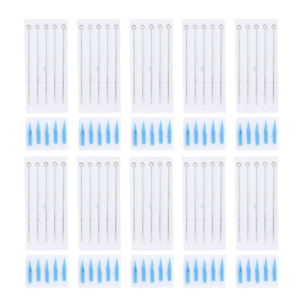 50pcs Mixed Assorted Tattoo Needles Stainless Steel 50pcs Tattoo Tips Supplies 5 Sizes for Tattoo Artists Beginners(9RL Tattoo Needle +9RT Needle Tip )