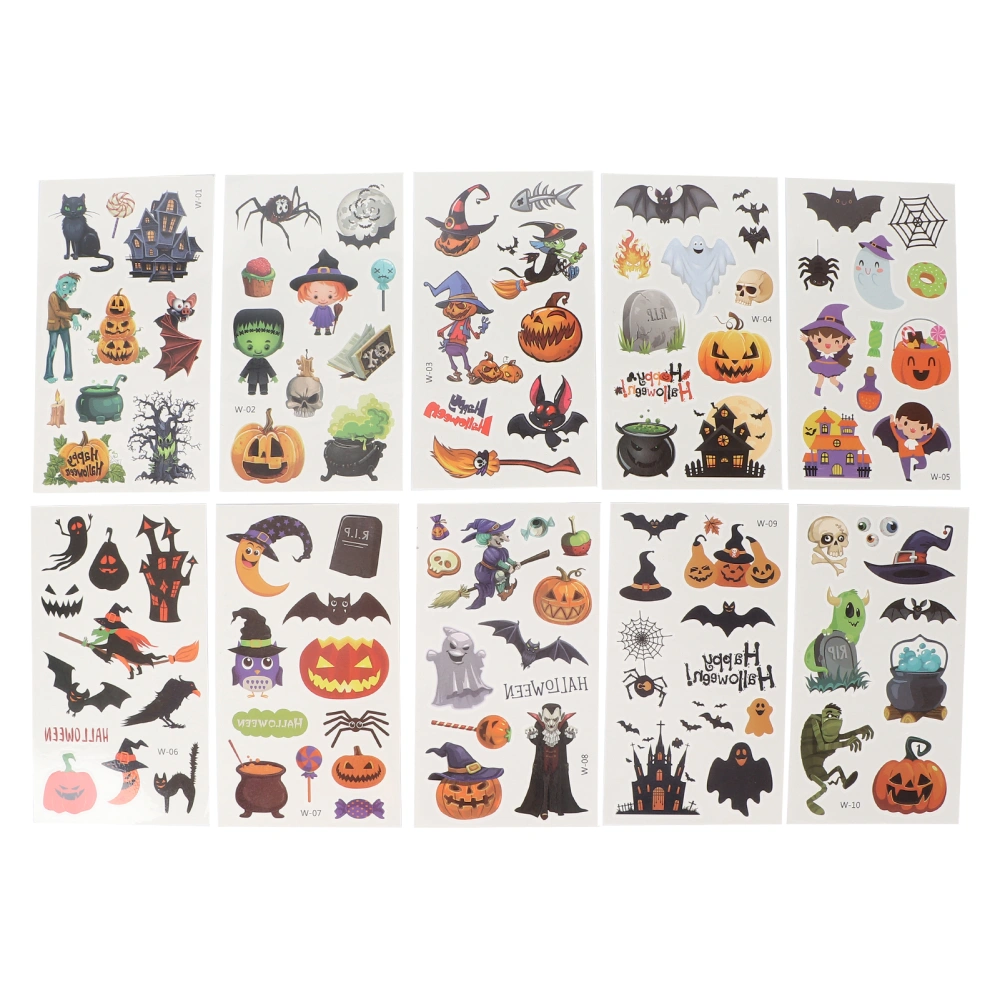 10 Sheet Face Body Makeup Sticker Halloween Cosplay Party Cartoon Cute Sticker Decoration for Children#W