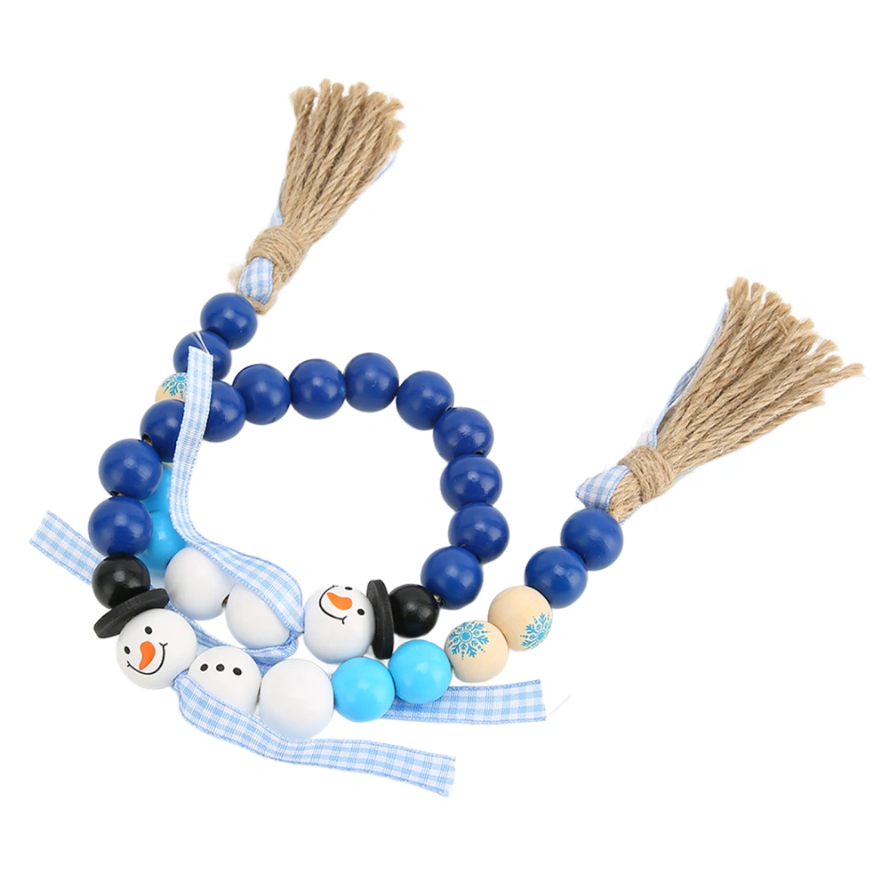 Exquisite Christmas Wooden Bead Wreath Christmas Decorations Farmhouse Wall Hanging OrnamentsBlue