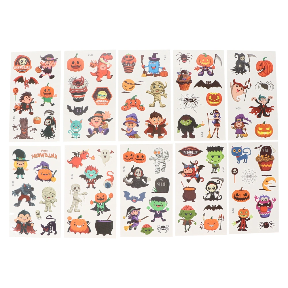 10 Sheet Face Body Makeup Sticker Halloween Cosplay Party Cartoon Cute Sticker Decoration for Children#X