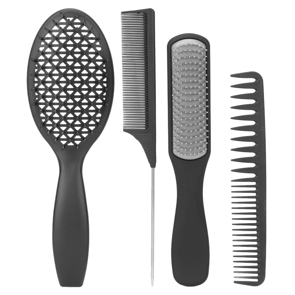 4pcs Multifunctional Hair Comb Set Tail Comb Tail Comb 9 Rows Comb Double Tooth Comb Hair Styling ToolsBlack Set