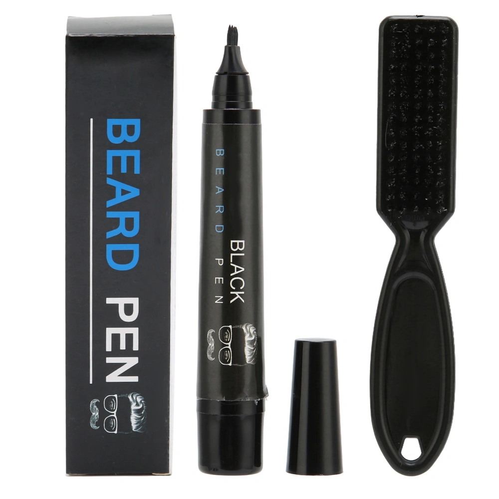 Beard Pencil Filler Set ABS Waterproof 4 Tip Beard Pen Brush for Mustache FillingBlack