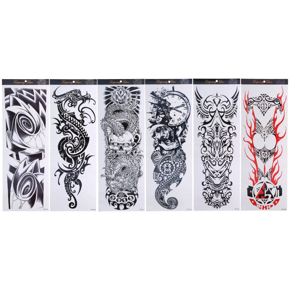 6PCS Temporary Tattoo Sticker Waterproof Full Arm Temporary Tattoos for Arms and Legs