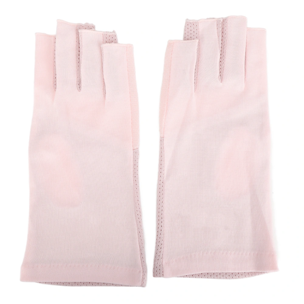 Anti UV Gloves Nail Art Skin Care Half Finger Sunburn Protection Gloves for ManicuresPink