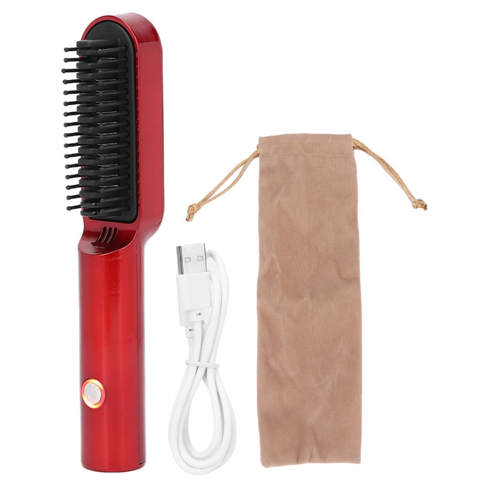 Hair Straightener Brush Fast Heating Anti Scald Professional Hair Curler Comb for Home SalonRed