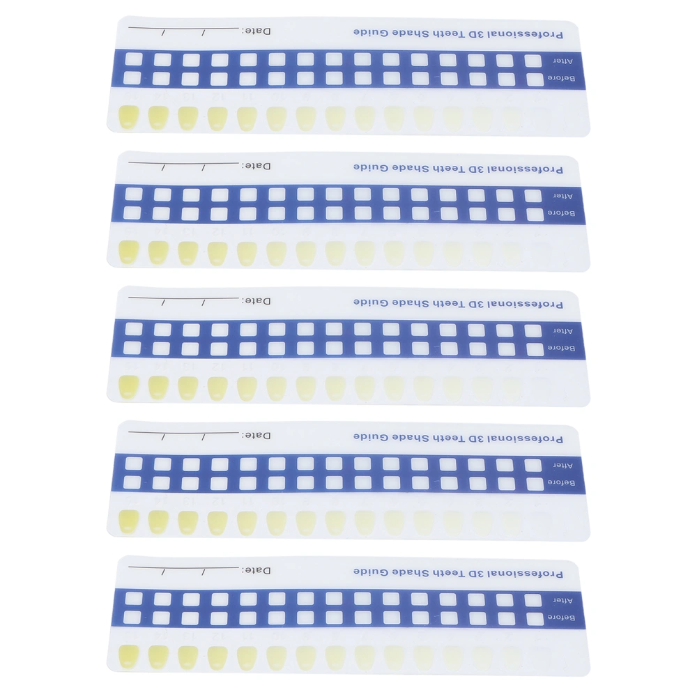 5pcs Teeth Whitening Shade Guide Household Tooth Shade Chart Comparing Card Oral Care Supplies for Dentist