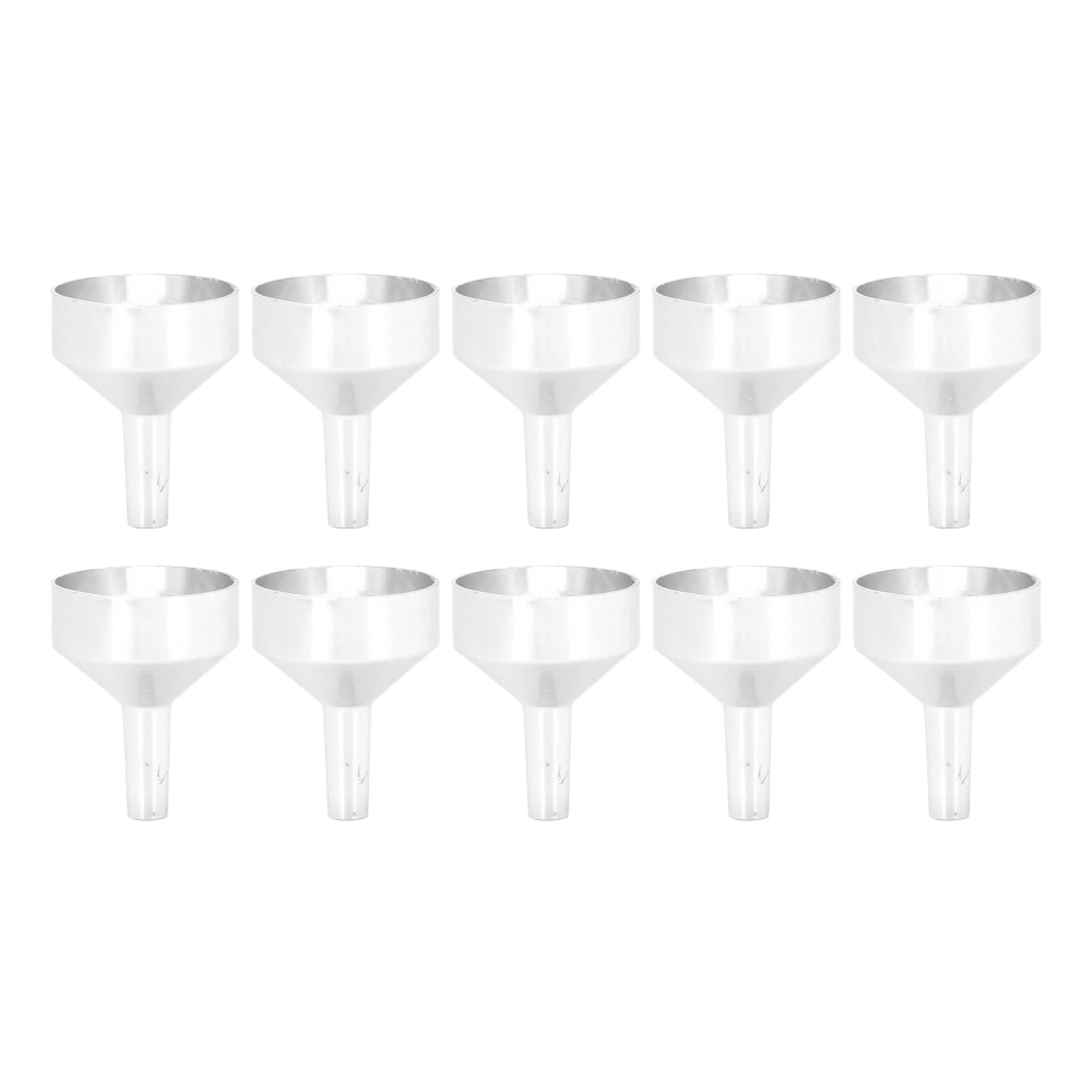 10pcs Metal Small Funnel Mini Aluminum Alloy Funnel for Filling Bottles and Transferring Cosmetics PerfumeSilver