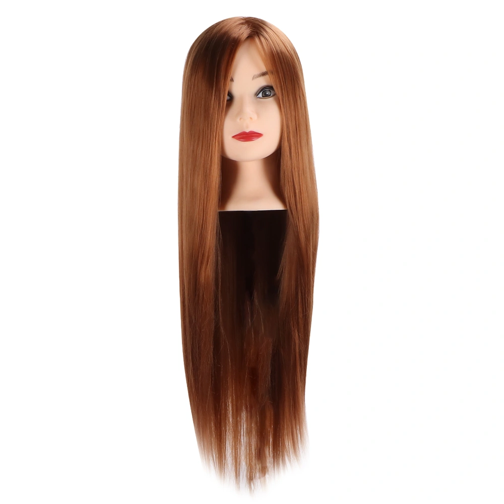 Hairdressing Mannequin Head Light Brown Hair Braiding Styling Training Mannequin Head (with Makeup)