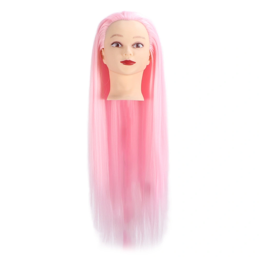 Long Pink Hair Mannequin Head High Temperature Wire Hairdresser Hair Styling Practice Training Head for Beauty Teachers Students