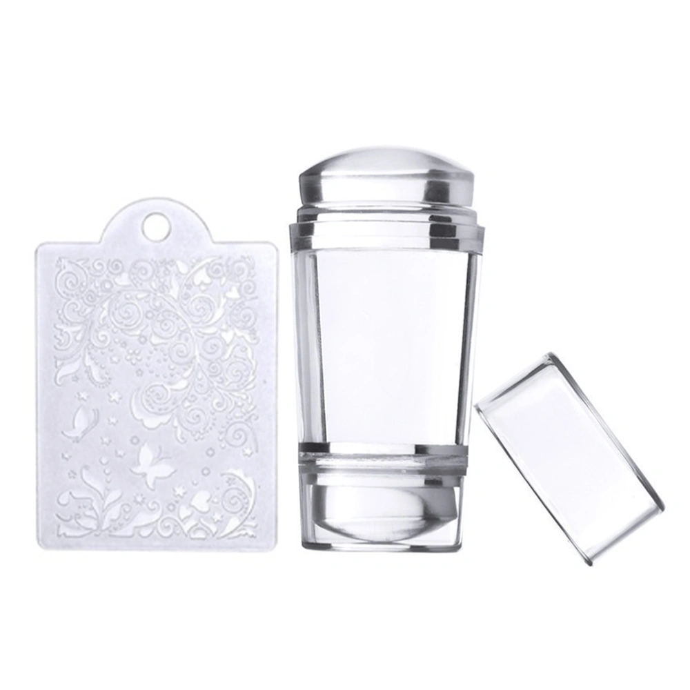 Silicone Nail Stamper Clear French Tip Silicone Stamping Jelly with Scraper French Manicure Stamping Tool