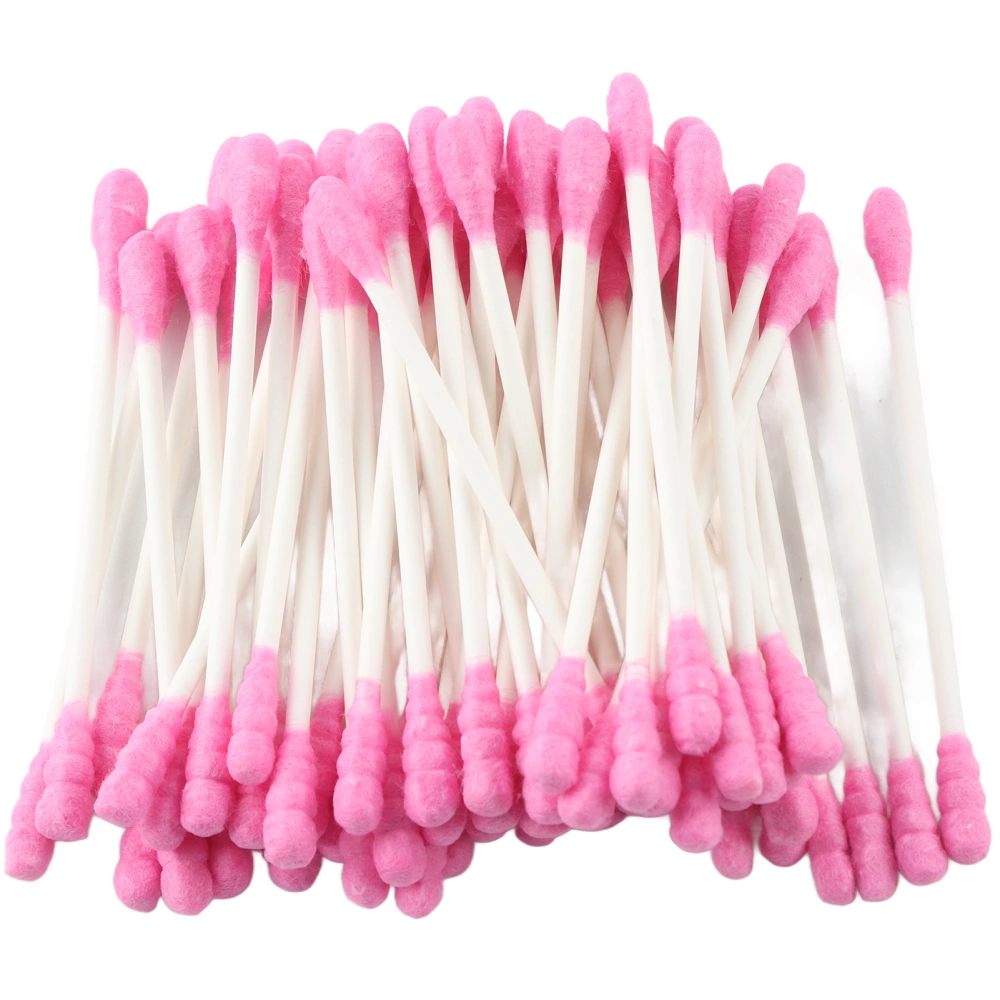 100pcs Makeup Double Tip Swab Disposable Colorful Double Precision Tips Cotton Swabs Cosmetic Swab for WomenPink