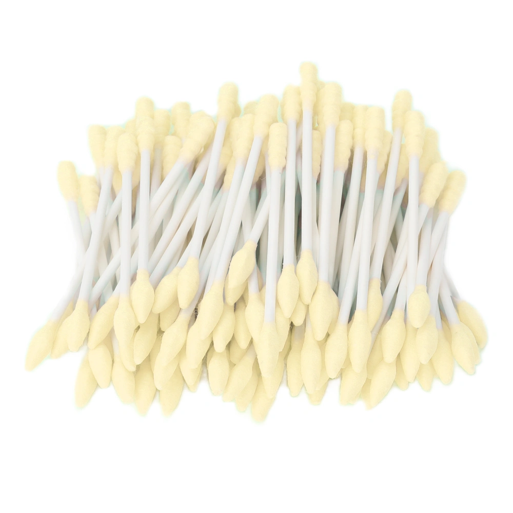 100pcs Makeup Double Tip Swab Disposable Colorful Double Precision Tips Cotton Swabs Cosmetic Swab for WomenYellow