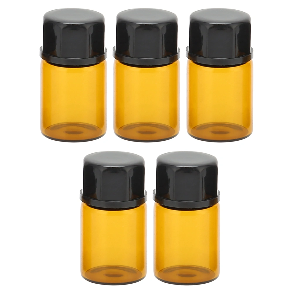 5pcs Dark Brown Perfume Separately Glass Small Bottles Portable Sample Flask 2ml