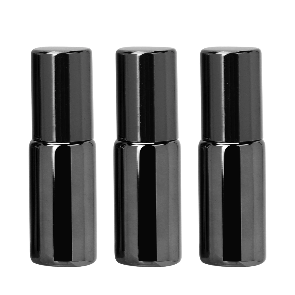 3pcs Professional Glass Perfume Roller Bottle Portable Essential Oil Roll On Bottles Set 5mlBlack