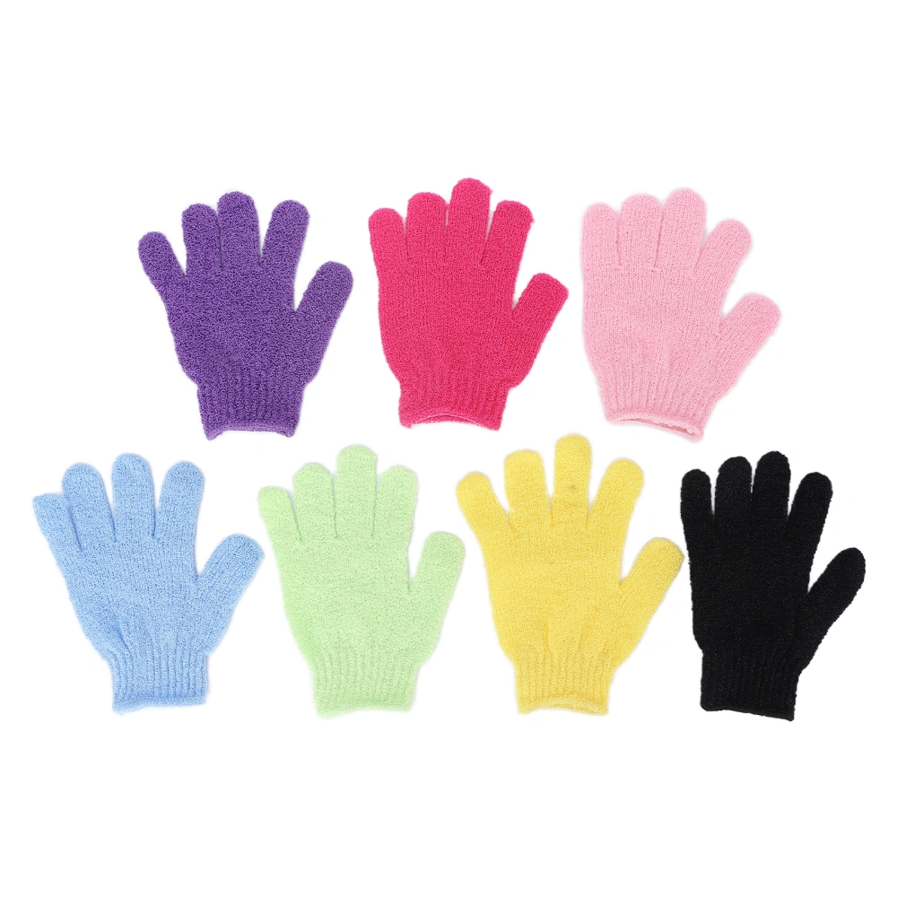 7pcs Exfoliating Bath Gloves Portable Body Scrubbing Massage Dead Skin Removal Shower Gloves Set