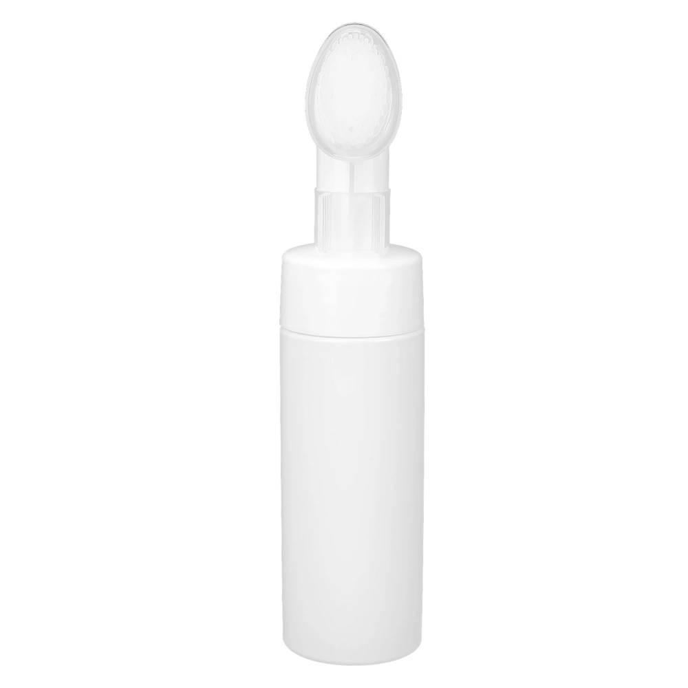 White Facial Cleanser Foaming Bottle Silicone Brush Refillable Empty Mousse Foaming Bottle100ML