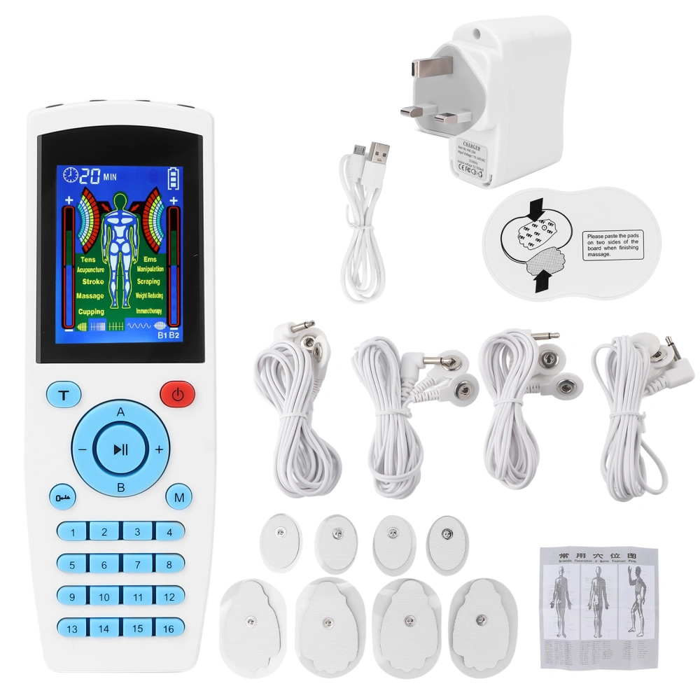 EMS TENS Muscle Stimulator Device Machine 16 Modes Pulse Massager for Natural Pain Relief Therapy 110‑240VUK Plug