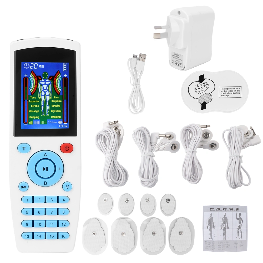 EMS TENS Muscle Stimulator Device Machine 16 Modes Pulse Massager for Natural Pain Relief Therapy 110‑240VAU Plug