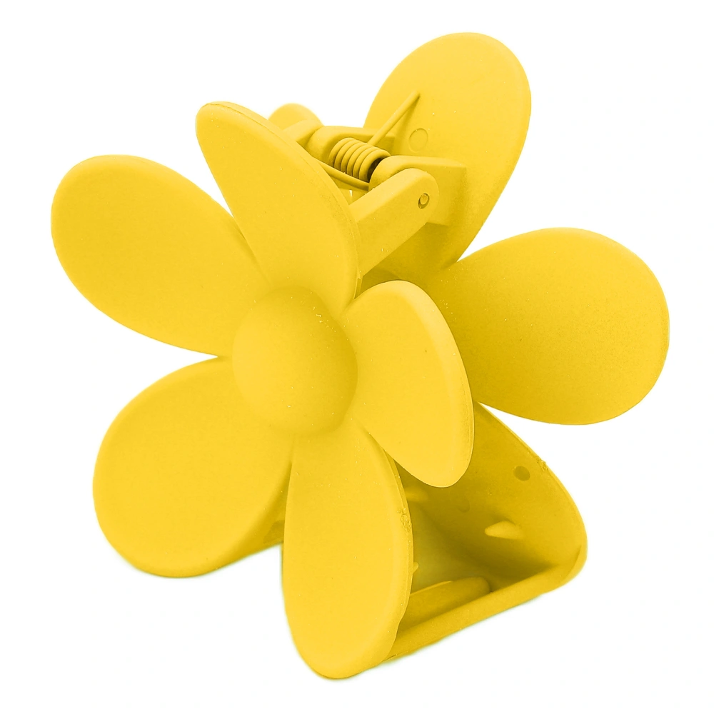 Plastic Jaw Clip Double Lock Tooth Matt Flower Shaped Non Slip Catch Hairpin AccessoriesLemon Yellow