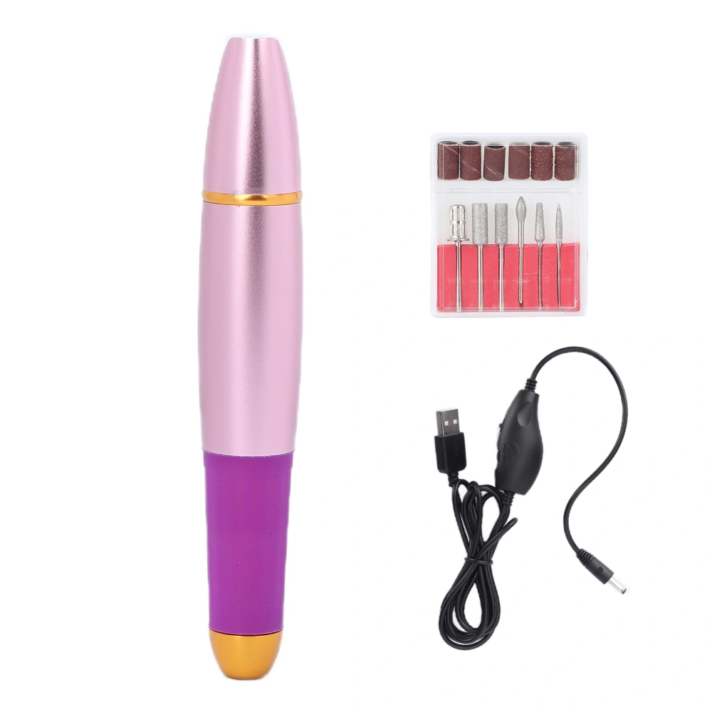 Electric Nail Drill Machine USB Charging Portable Nail Grinding Machine for Nail SalonPink