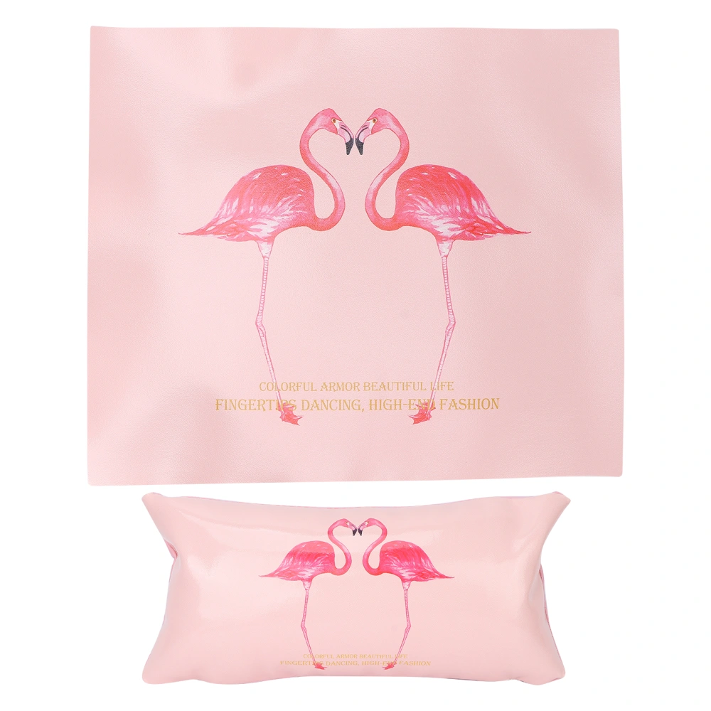 Nail Art Hand Pillow Mat PU Manicure Arm Rest Cushion Table Mat Set (Red Crowned Crane)