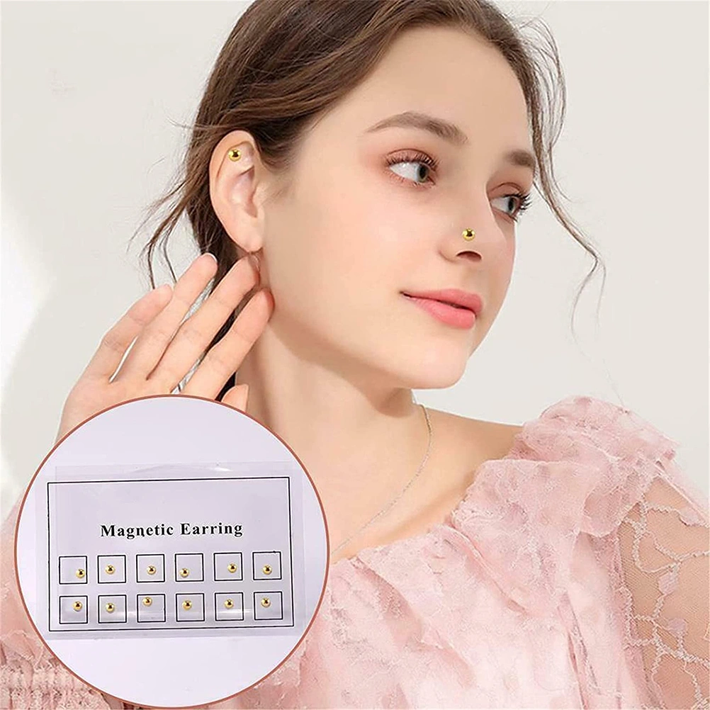 6 Pair Magnetic Fake Earrings Magnetic Stud Earring Magnet Nose Ear Lip Stud Non Piercing