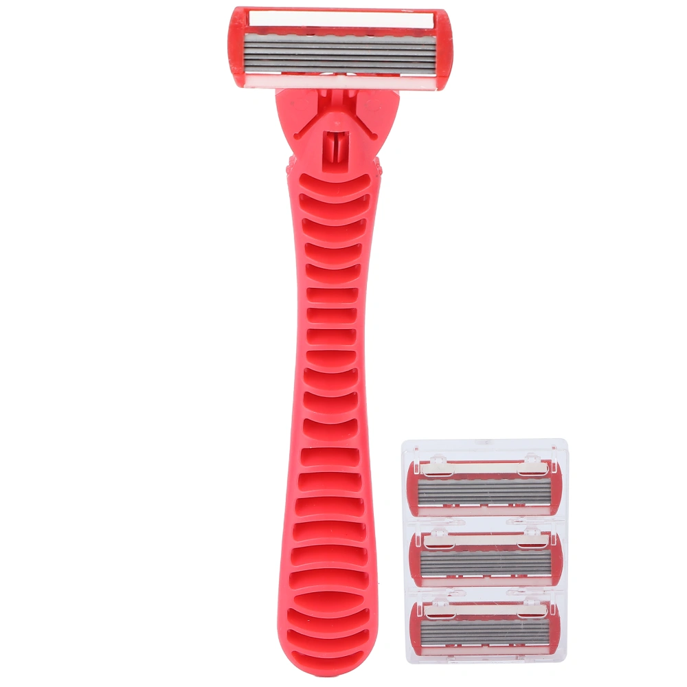 Women's Razors Hair Removal 3 Blades Beauty Hair Trimmer for Armpit Legs Body Red