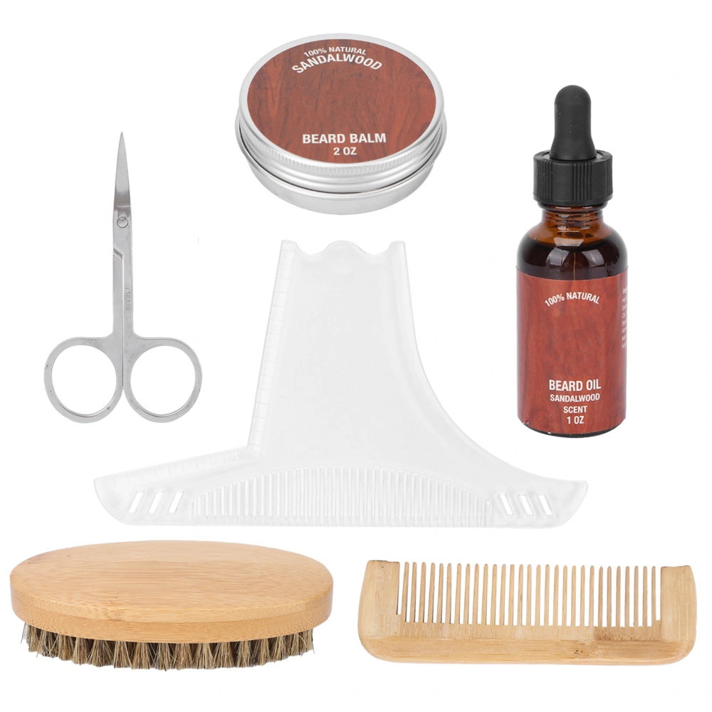 Beard Care Kit Men Growth Grooming Kit Beard Cream Oil Comb Brush Mustache Scissors