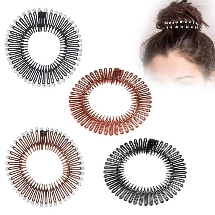 4 Pcs Elastic Hair Band Rice Noodle Comb Spring Wig Comb Fashion Hair Band Hair Combs