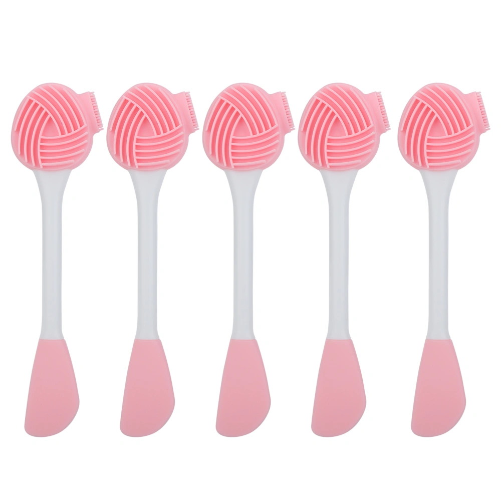 5pcs Double Headed Face Cleansing Brush Silicone Facial Mud Mask Brush Applicator SetPink White