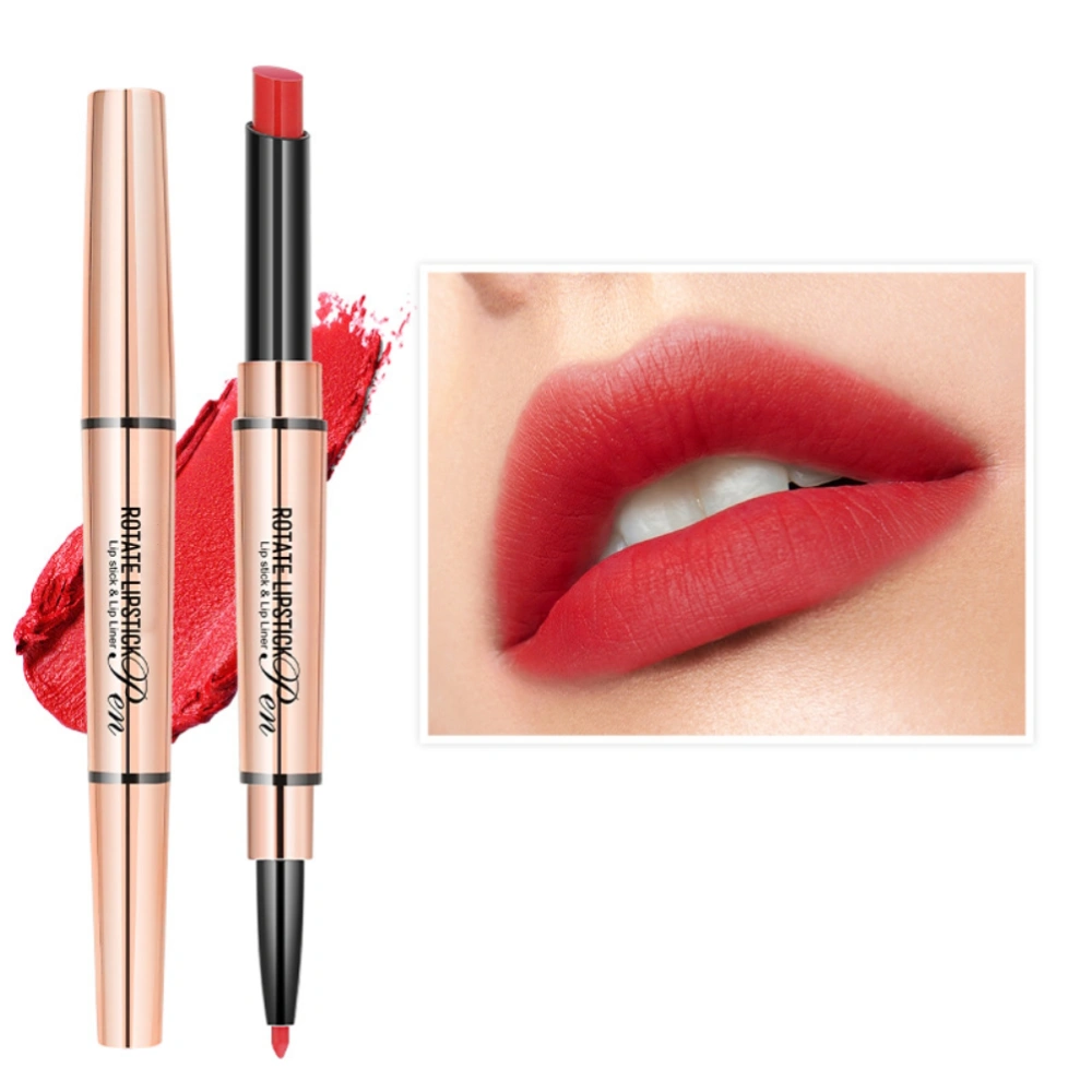 Double Headed Lip Liner 2 in 1 Long Lasting Waterproof Lipstick Pen Lip Makeup