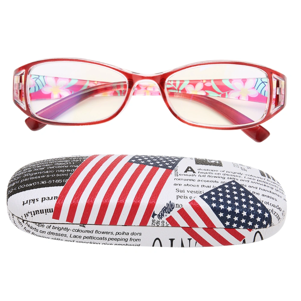 Elderly Reading Glasses High Definition Blue Light Blocking Presbyopic Glasses for Women Red(+200 )