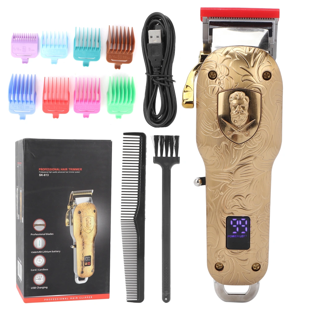 Electric Hair Clippers LCD Cordless Hair Trimmer Haircut Cutting Grooming Kits Gold