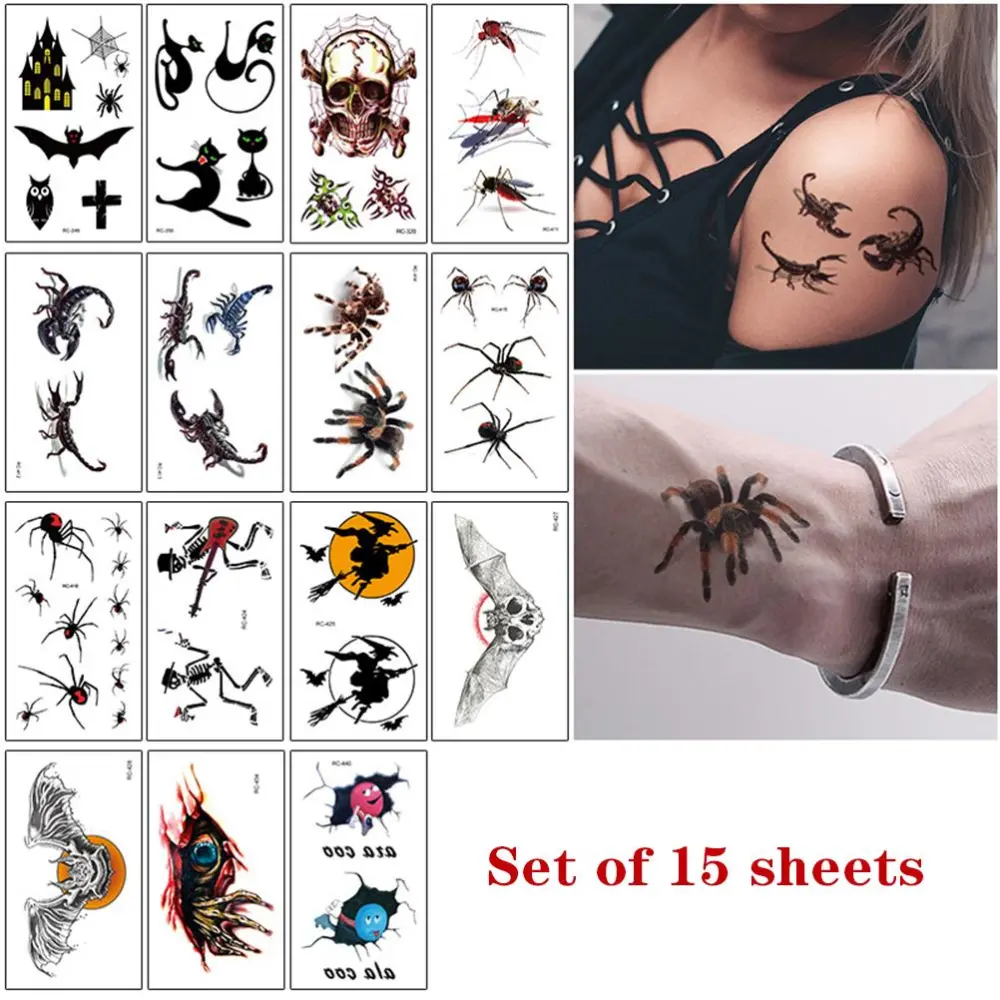 Halloween Scar Tattoo Stickers Cosplay Temporary Tattoo Waterproof Wound Tattoo Stickers for Face Arms Legs