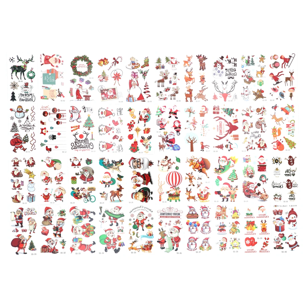 40 Sheet Christmas Temporary Tattoo Sticker Waterproof Children Cartoon Tattoo Sticker Set