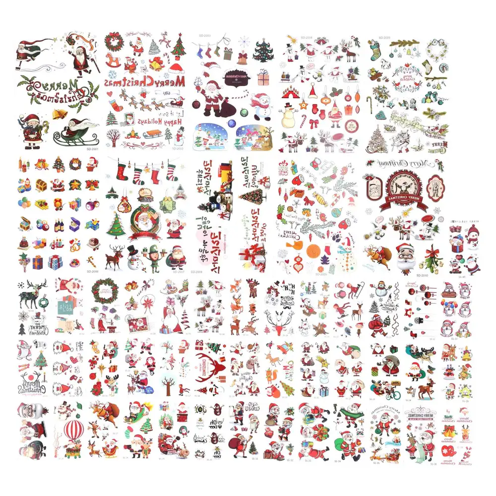 50pcs Santa Claus Temporary Tattoos Waterproof Fake Tattoo Stickers for Christmas