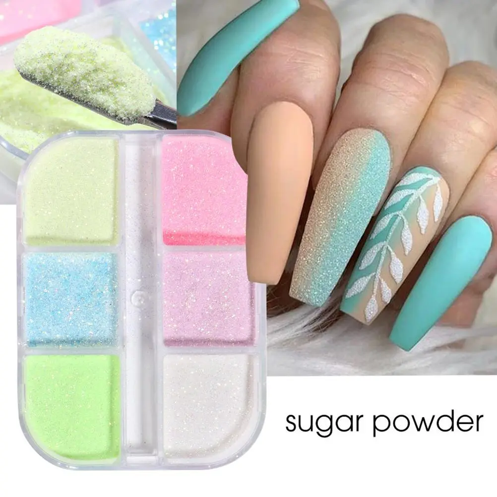 6 Colors Luminous Nail Powder in The Dark Neon Pigment Sequins Nail Art Glitter Nail Art Supplies for Women Girls